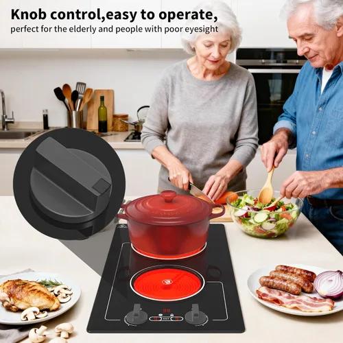 Miniatura 3 de VBGK - Placa de cocina eléctrica, estufa eléctrica de 110V y 2100W con control de perilla, diseño de encimera/integrado con 9 niveles de potencia