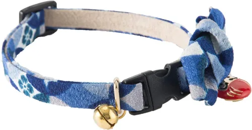 Miniatura 3 de Necoichi Daruma Charm Pajarita Collar de gato (azul)