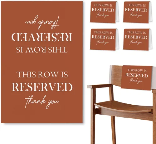 Miniatura 22 de Señales de Asiento Reservado para Sillas, Esta Fila Está Reservada Paños de Banco para Asientos de Iglesia, Decoraciones de Boda para Recepciones