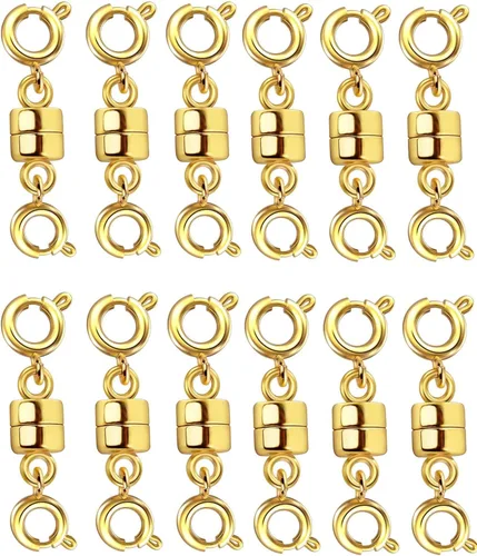 Dailyacc Cierres y cierres magnéticos para collares, extensor de pulsera doble abierto para convertidores de joyas (6 dorados, 6 plateados)