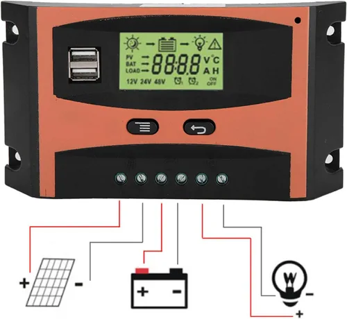 Miniatura 3 de Fydun Controlador MPPT simplificado Placa de circuito PCB Regulador de panel solar 12V/24V Pantalla LCD Controlador automático de batería Naranja