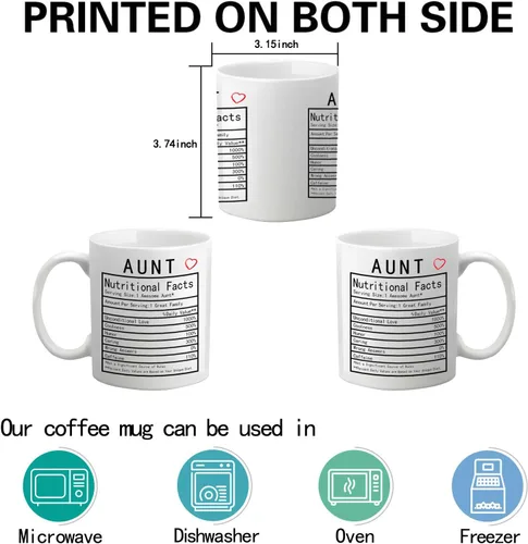 Miniatura 6 de Auntie Nutrition Facts - Taza de café de 11 onzas, caja de regalo para tía, tía de sobrino, sobrina, día de la madre, regalos de cumpleaños