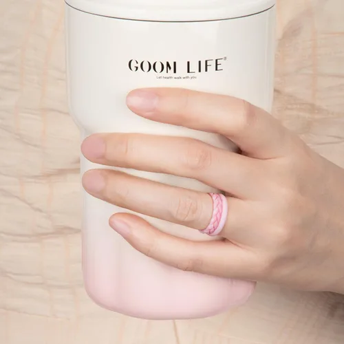 Miniatura 121 de Egnaro Anillos de boda de silicona para ella, conjuntos de novia de goma para mujer, bandas finas, diseño trenzado de hojas apilables con ranuras