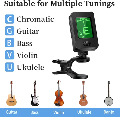 Miniatura 4 de Cejilla de guitarra, púas de guitarra, accesorios de guitarra con afinador, cejilla para guitarra acústica, bajo, sin zumbidos, liberación rápida