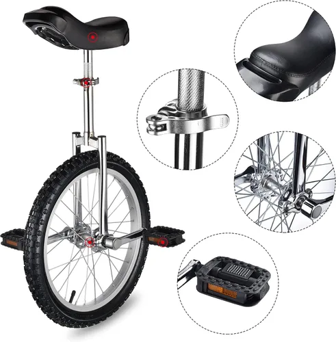 Miniatura 2 de ZeHuoGe Bicicleta de ciclismo monociclo de 18 pulgadas con asiento de sillín de liberación cómodo, rueda de butilo a prueba de fugas, altura