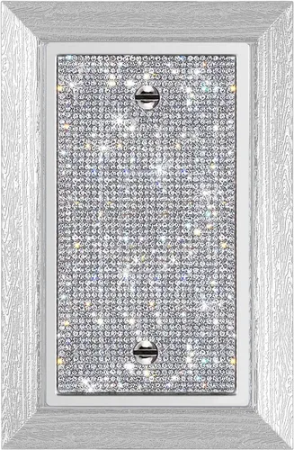 Miniatura 11 de Cubierta de placa de pared de diamantes de imitación plateados brillantes, cubierta de interruptor de luz de palanca doble, cubierta de salida
