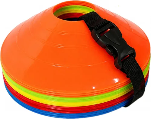 Conos de fútbol flexibles (juego de 60/50/40/25) con bolsa de malla y correa, conos deportivos para fútbol, baloncesto, equipo de entrenamiento de