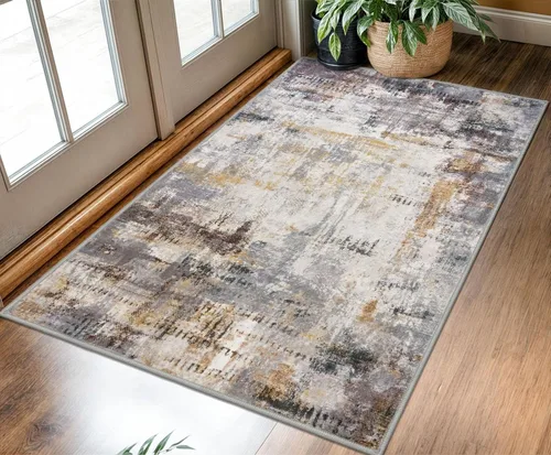 Miniatura 19 de KOZYFLY - Alfombra de pasillo moderna y lavable de diseño abstracto gris y negro, 2 x 6 pies, antideslizante, suave y de pelo corto, ideal