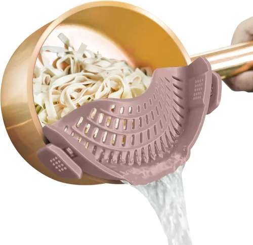 Miniatura 12 de AUOON - Colador grande con clip para todas las ollas y sartenes, colador de silicona de gran tamaño, diseño familiar, colador de pasta, colador
