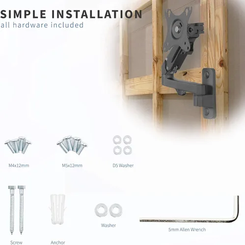 Miniatura 7 de VIVO Soporte de pared para monitor LCD individual de aluminio premium para pantallas de hasta 32 pulgadas, brazo neumático ajustable que se adapta