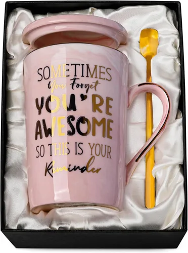 Taza de café con texto en inglés "Sometimes You Forget You're Awesome Coffee", regalo de Navidad inspirador para ella, jefa dama empleada compañera