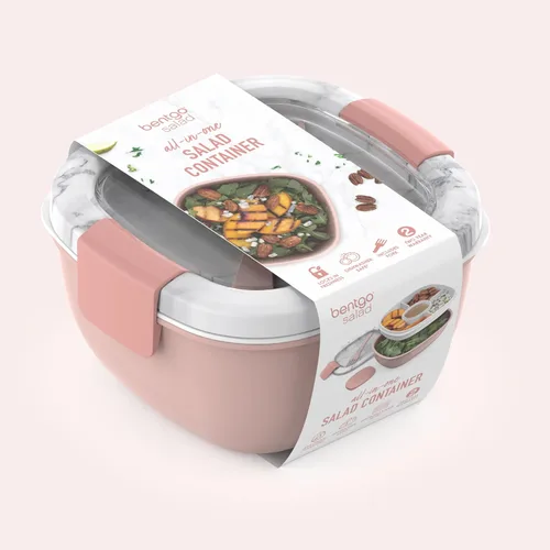 Miniatura 8 de Bentgo Recipiente para ensalada – Tazón de 54 onzas con bandeja de 4 compartimentos para aderezos, recipiente para aderezo, tenedor reutilizable