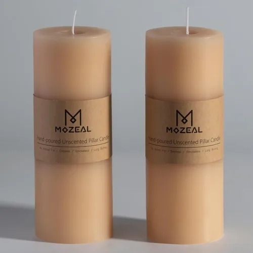 Miniatura 8 de MOZEAL Velas grandes sin perfume vertidas a mano de 3 x 8 pulgadas, sin humo, juego de 2, combustión lenta, sin goteo, aproximadamente 150 horas