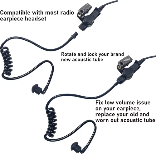 Miniatura 3 de Paquete de 2 tubos acústicos de repuesto estilo FBI para auriculares de radio bidireccionales MaximalPower