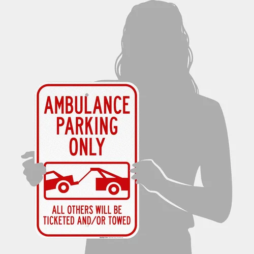 Miniatura 4 de Letrero de ambulancia "Parking Only All Others Will Be Ticketed y/or Towed", 12 x 18 pulgadas, 3M EGP reflectante aluminio .063, resistente a