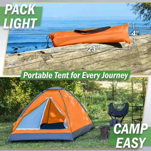 Miniatura 5 de 2 Person Camping Tent with Rain Fly and Carrying Bag - Lightweight Outdoor Pop Up Tents for Camping Essentials, Music Festivals, Backpacking, Naranja