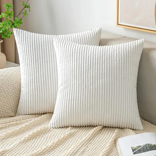 Miniatura 21 de EMEMA Paquete de 2 fundas de cojín cuadradas decorativas de pana suave y sólidas, fundas de cojín de primavera para sofá, dormitorio o automóvil, 14