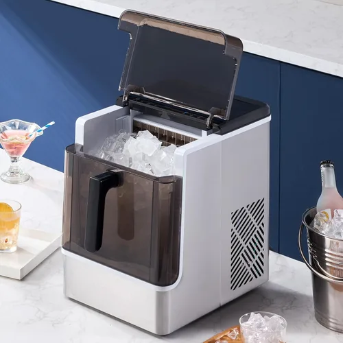 Miniatura 8 de VEVOR Máquina de hielo para encimera, 32 cubos listos en 15 minutos, 46 libras en 24 horas, máquina de hielo portátil autolimpiante con conveniente