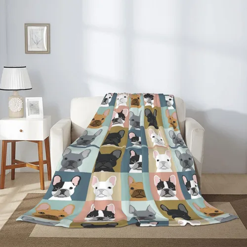 Miniatura 6 de Bonita manta de bulldog francés para niños y adultos, suave y ligera manta de bulldog francés de 50 x 60 pulgadas para sofá, cama, decoración