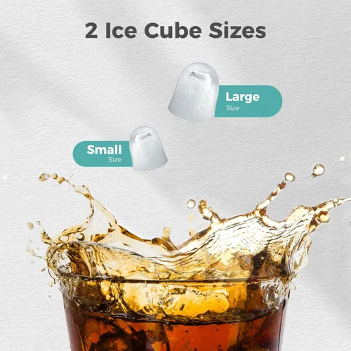 Miniatura 8 de Crzoe Encimera para hacer hielo con asa, 2 tamaños de hielo, 8 cubos de hielo en 6 minutos, 26 libras/24 horas, máquina de hielo portátil