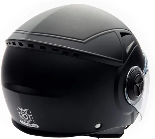Miniatura 3 de Casco con cara descubierta para motocicleta Scooter, con visor DOT práctico que se puede levantar, M, Negro mate