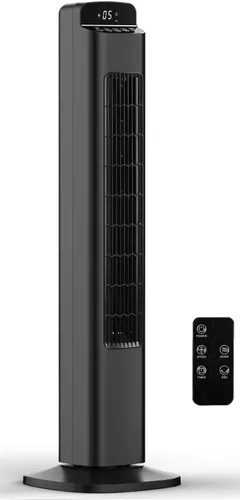 Miniatura 13 de Antarctic Star - Ventilador de torre portátil, ventilador de piso oscilante de 85°, ventilador silencioso de enfriamiento, temporizador de 12H, Negro