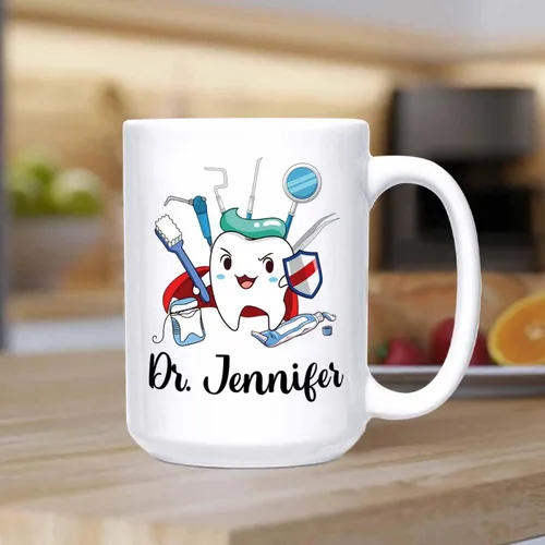 Miniatura 4 de Taza de café blanca personalizada para dentista ortodoncista de 11 onzas, 15 onzas, un dentista verdaderamente genial es difícil de encontrar