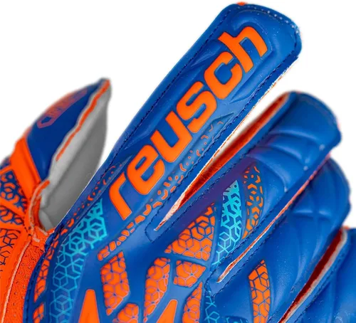 Miniatura 6 de Reusch Attrakt Starter Goalie Gloves, Soccer Goalkeeper Gloves Breathable, Flexible & Durable Adult Unisex Orange & Blue