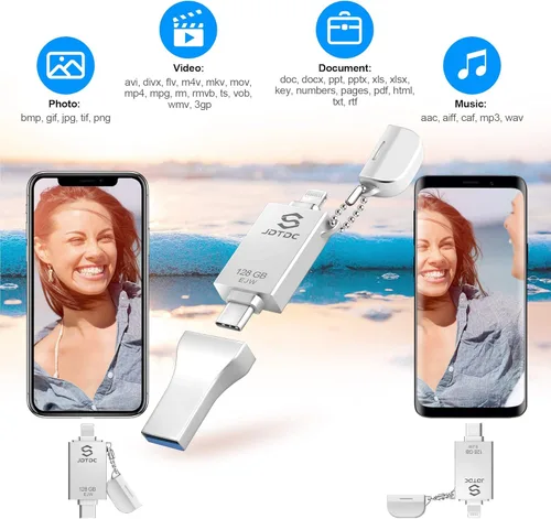 Miniatura 6 de Genuine 128GB Apple MFi Certified Photo Stick for iPhone 17/16/15/14-3 in 1 USB C Flash Drive & Memory Stick - High Speed External Storage for