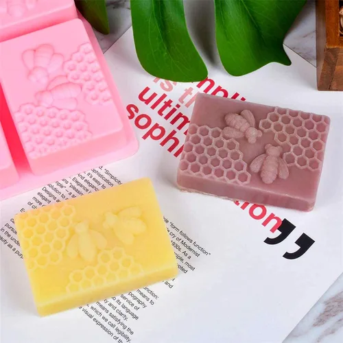 Miniatura 4 de 2 moldes rectangulares de silicona de abeja para jabón, moldes de panal para chocolate gelatina de caramelo, fabricación casera de manualidades