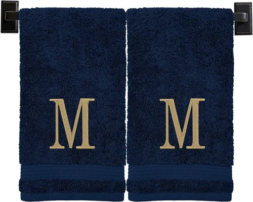 Miniatura 91 de Toallas de mano con monograma para baño, algodón turco de lujo, bordadas en Estados Unidos, juego de 2, elige el color del juego
