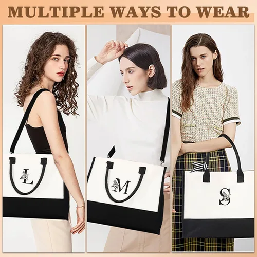 Miniatura 2 de Regalos de cumpleaños para mujeres y ella, bolsa de lona con monograma, bolsa de maquillaje, regalos personalizados para profesores, amigas