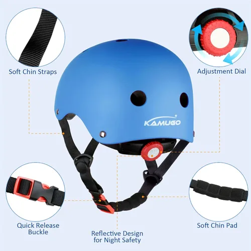 Miniatura 3 de KAMUGO - Casco ajustable para niños, adecuado para niños pequeños de 2 a 14 años, para niños y niñas, seguridad multideportiva para ciclismo, Azul
