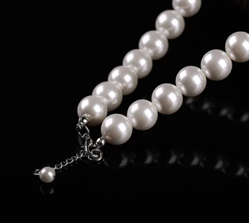 Miniatura 5 de WELLKAGE Collar de perlas para niñas (blanco) resina sintética ecológica, Resina
