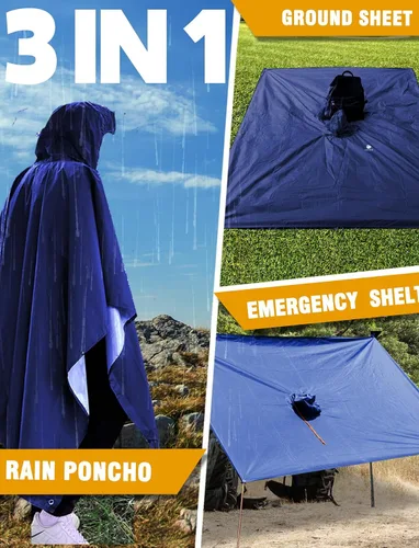 Miniatura 73 de ANYOO Poncho de lluvia con capucha para adultos, impermeable, ligero, para hombres y mujeres, chaqueta de lluvia reutilizable para emergencias al