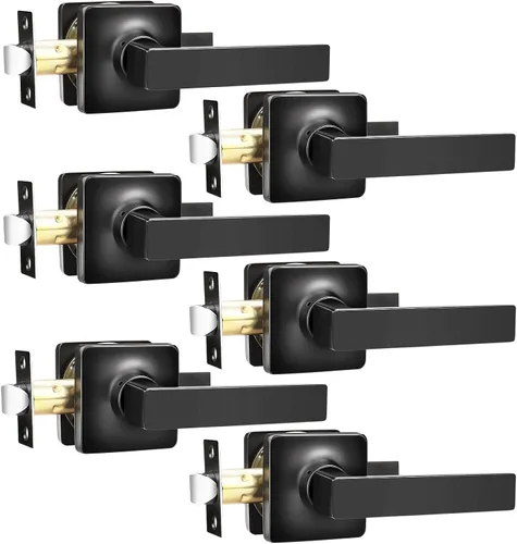 Miniatura 15 de GOBEKOR Paquete de 1 manija de paso, manijas de puerta negras para cerradura de puerta de armario, manija de puerta interior sin llave con cerradura