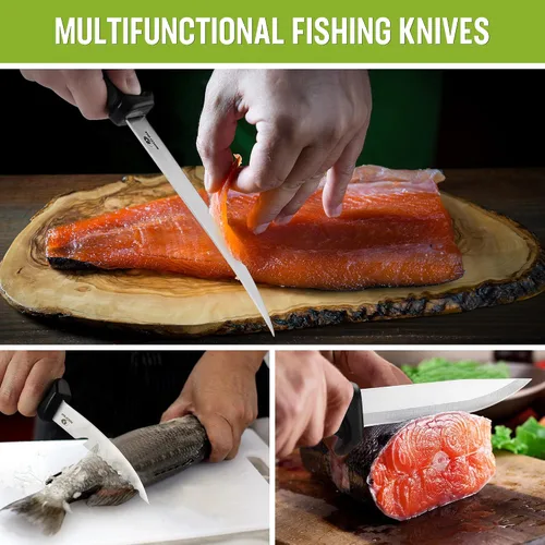 Miniatura 6 de Mossy Oak Juego de cuchillos de filete de pesca de 3 piezas con funda protectora, cuchillos de filete de acero inoxidable con mango antideslizante