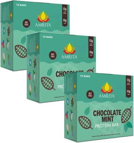 Miniatura 20 de Amrita Pack Variado Sin Frutos Secos de Barras de Proteína Veganas (Paquete de 12 x 3) Barra de Proteína a Base de Plantas de 11g a 12g Sin