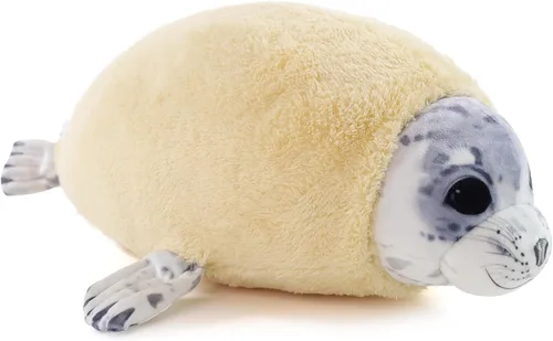 Miniatura 2 de Furvana Almohada de peluche de foca gordita de 25" de felpa suave, lindos animales marinos de peluche, decoración para habitación, almohada