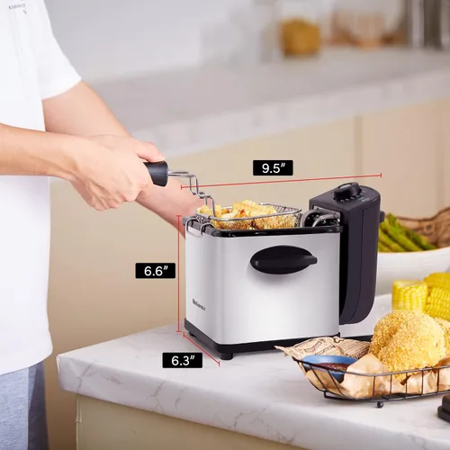 Miniatura 7 de Elite Gourmet EDF-1607 - Freidora eléctrica de inmersión con cesta de malla de 800 vatios, capacidad de 1.6 cuartos / 6.5 tazas de aceite