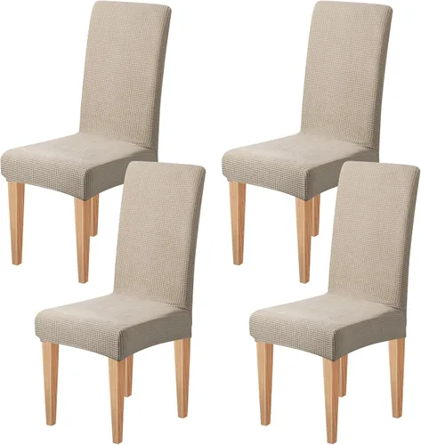 Miniatura 35 de Dioxide Fundas de Silla de Alto Estirar para Sillas de Comedor, Juego de Fundas de Silla de Comedor Lavables de 4, Fundas de Asiento de Silla
