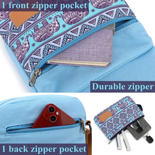 Miniatura 5 de Leaper - Juego de estuche y cartera bandolera de lona para niñas y mujeres