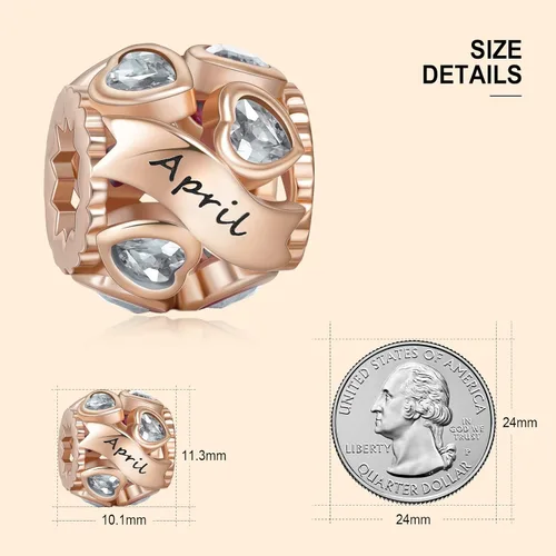 Miniatura 21 de Abalorio de plata de ley 925 con piedra natal de Ningan, abalorio de corazón para pulseras y collares, regalo de cumpleaños para mujeres y niñas