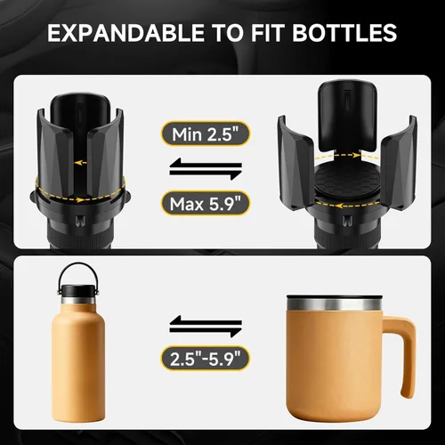 Miniatura 4 de DYLEN Expansor de portavasos para automóvil, adaptador de expansor para automóvil con brazos expandibles, se adapta a Yeti, HydroFlask, Stanley
