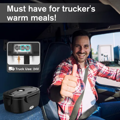 Miniatura 5 de Vabaso Electric Lunch Box for Adults, 80W Heated Lunch Box with Dual 1.5L Stainless Steel Containers, Portable Food Warmer for Men Work Car Truck