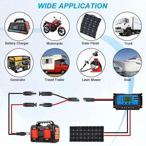 Miniatura 6 de ELECTOP Cable de conector de panel solar, conector SAE de 10 AWG a conectores solares macho y hembra, cable de extensión fotovoltaica para panel
