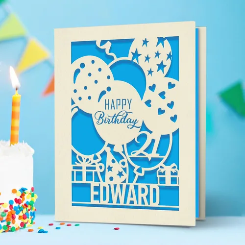 Miniatura 2 de EDSG Tarjetas de cumpleaños personalizadas para mujeres y hombres, tarjeta de feliz cumpleaños para hermana, mamá, papá, hija, hijo, esposo, Azul