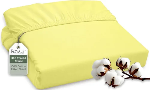 Miniatura 35 de ROYALE LINENS Sábana bajera ajustable de 300 hilos 100% algodón peinado de fibras largas, tamaño Queen, sábana inferior súper suave con bolsillo