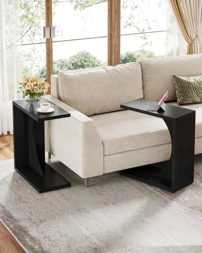 Miniatura 11 de Tribesigns - Mesa auxiliar en forma de C para sofá, mesa lateral para sofá, mesa en forma de C para espacios pequeños, sala de estar, dormitorio
