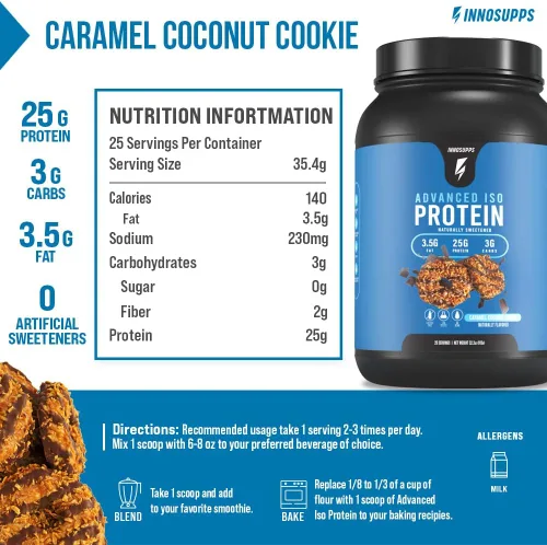 Miniatura 2 de InnoSupps Advanced Iso Protein Proteína aislada de suero en polvo 100% Sin edulcorantes artificiales Bajo en grasa, bajo en carbohidratos